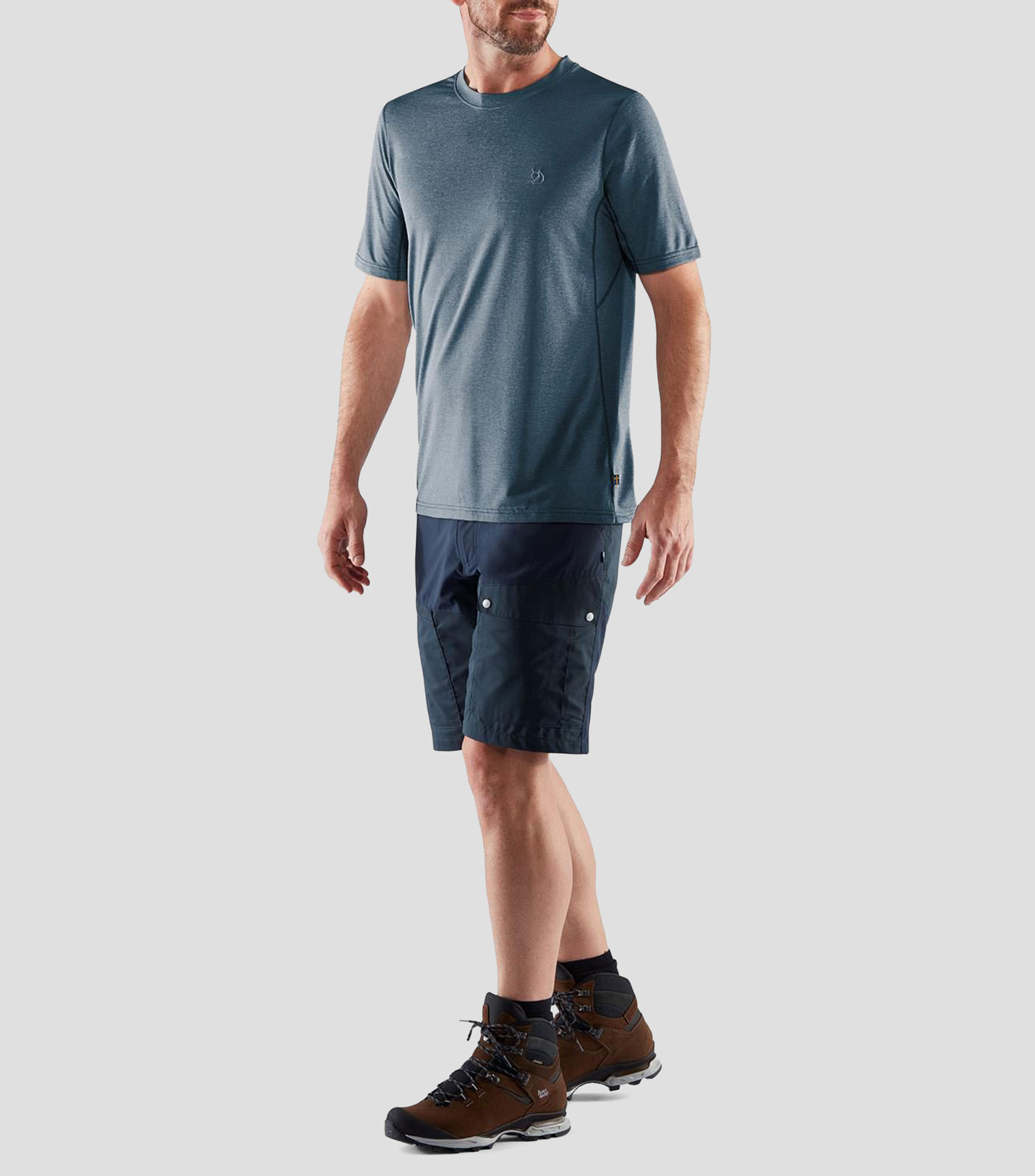 Playera de cuello redondo con manga corta lisa Hombre